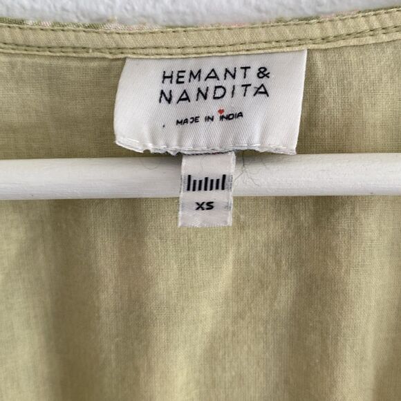 HEMANT AND NANDITA Mira Mini Dress in Green Size XS - Picture 4 of 8